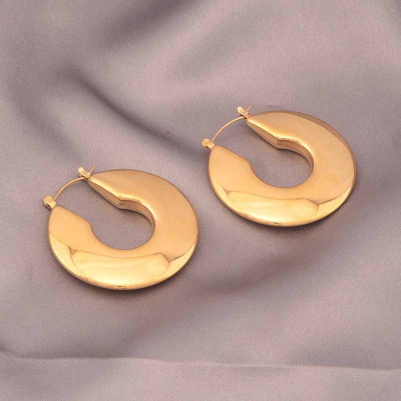 1 Pair Exaggerated U Shape Plating Titanium Steel 18k Gold Plated Earrings