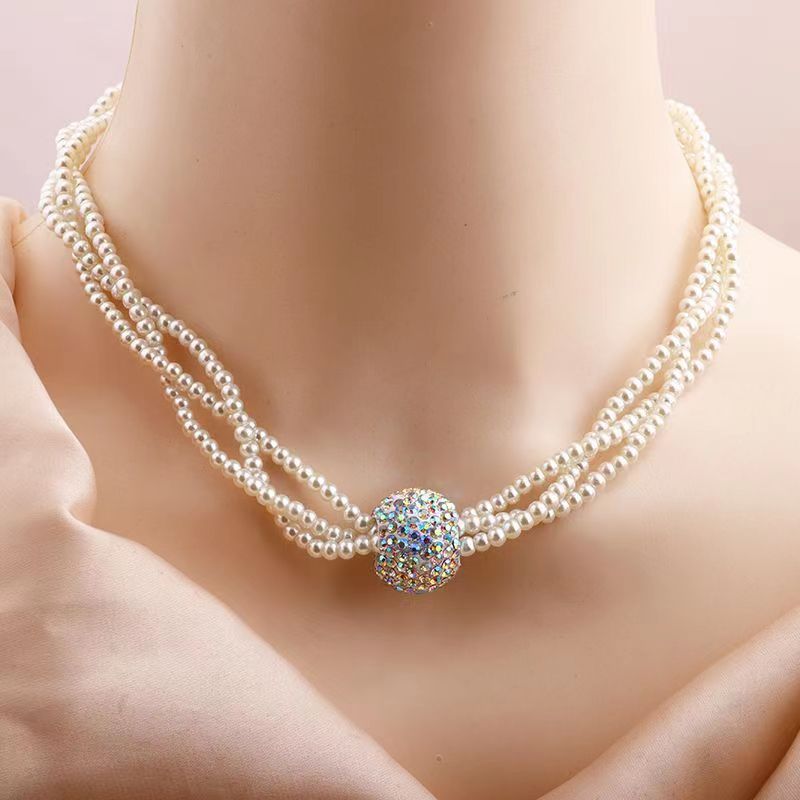 Retro Geometric Imitation Pearl Plating Women's Necklace