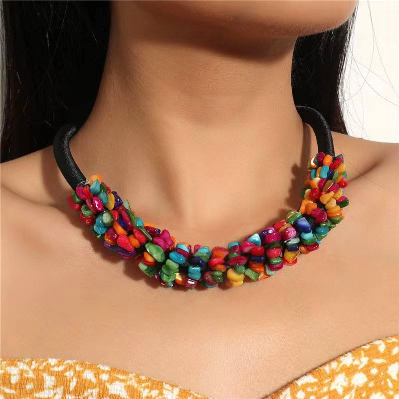 Ethnic Style Geometric Gravel Handmade Women's Necklace