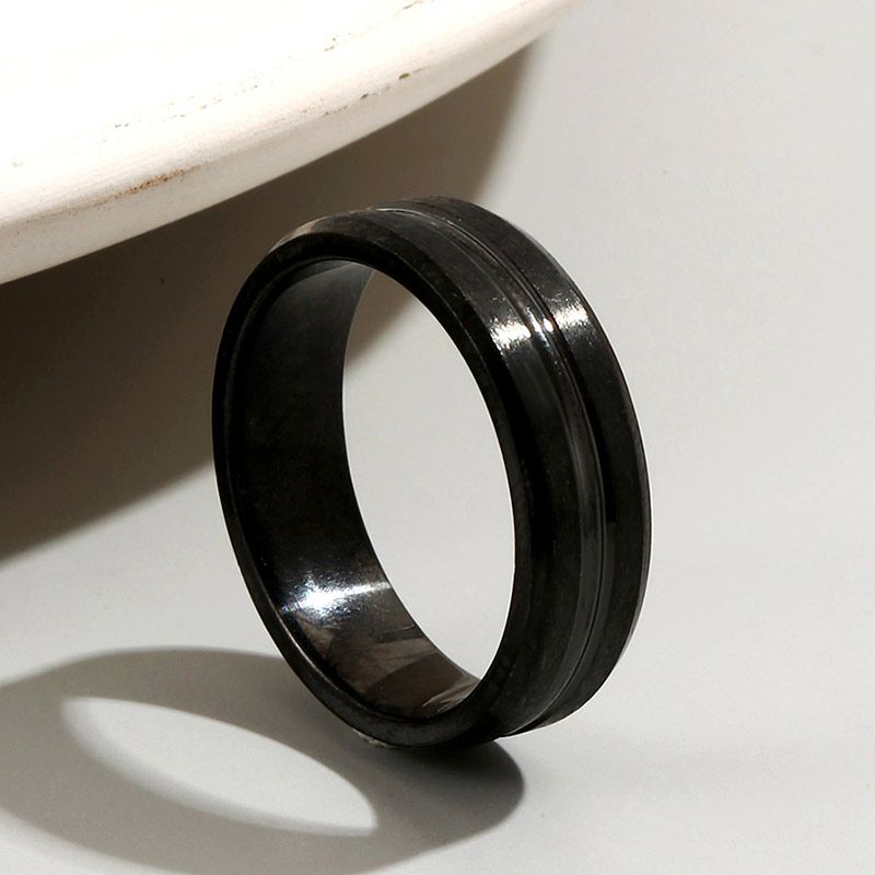 Basic Solid Color Stainless Steel Men's Rings