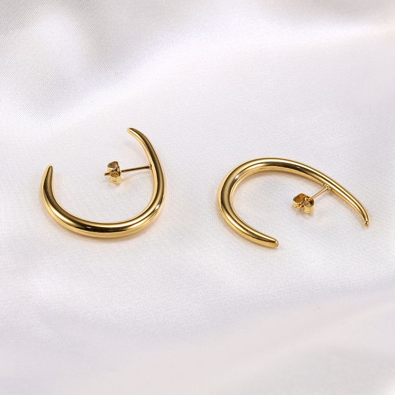 1 Pair Simple Style U Shape Plating Titanium Steel Earrings
