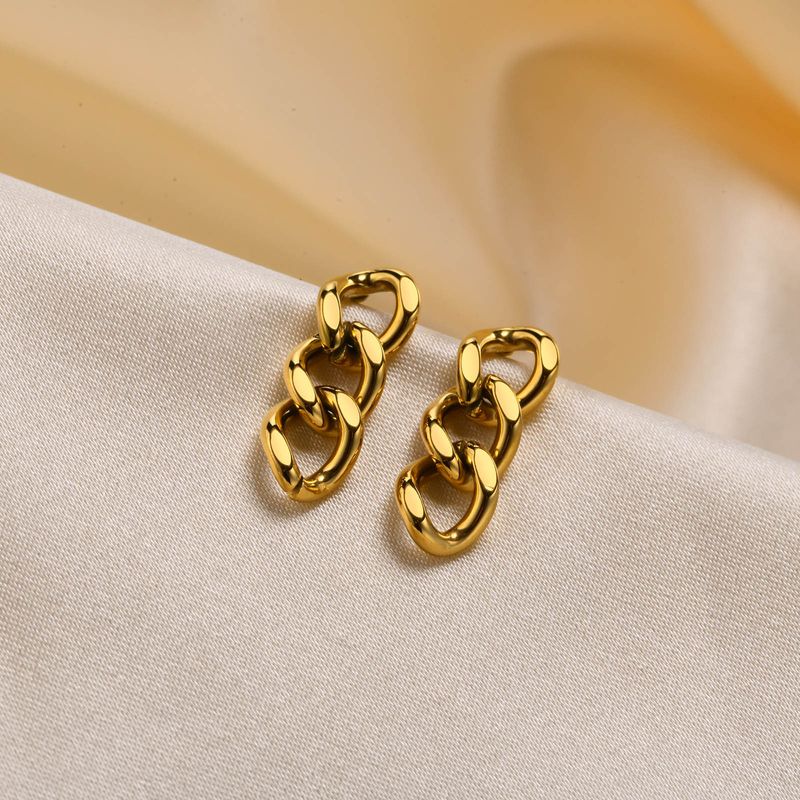 1 Pair Simple Style Solid Color Plating 201 Stainless Steel Gold Plated Drop Earrings