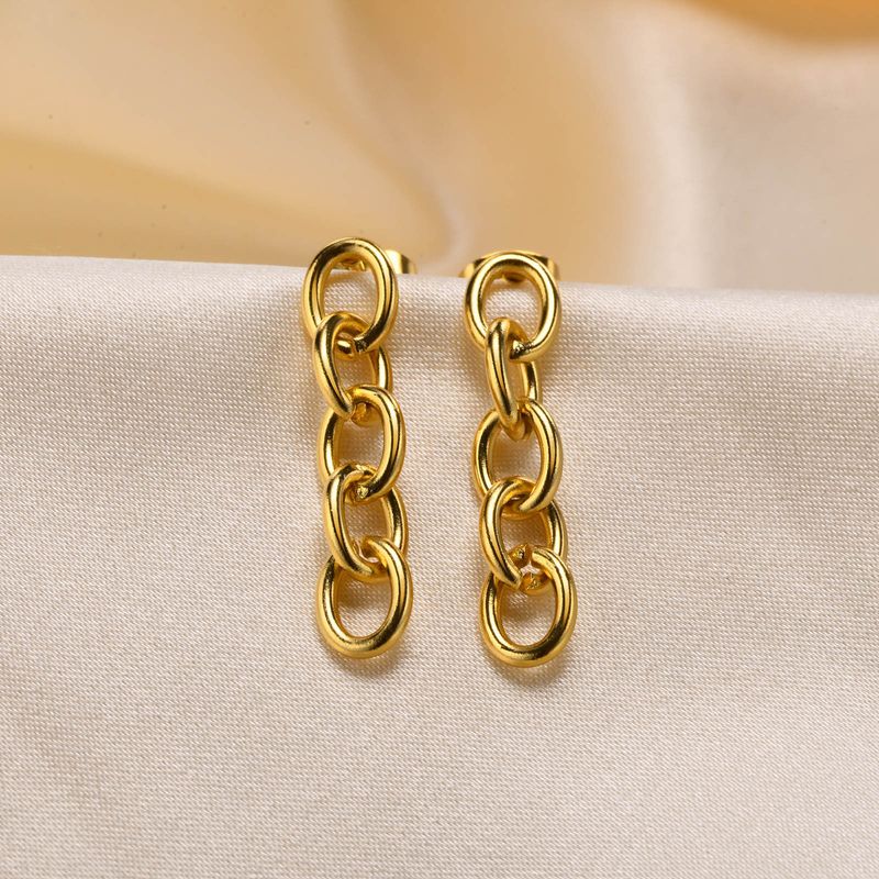 1 Pair Streetwear Geometric Plating 201 Stainless Steel Gold Plated Drop Earrings