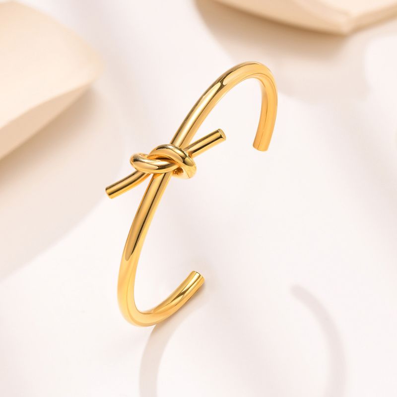 Cute Knot Titanium Steel Gold Plated Cuff Bracelets In Bulk