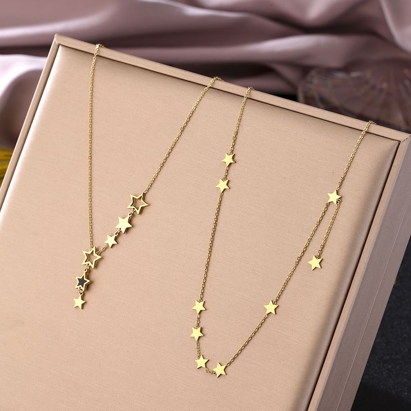 Titanium Steel 18K Gold Plated IG Style Simple Style Plating Star Pendant Necklace