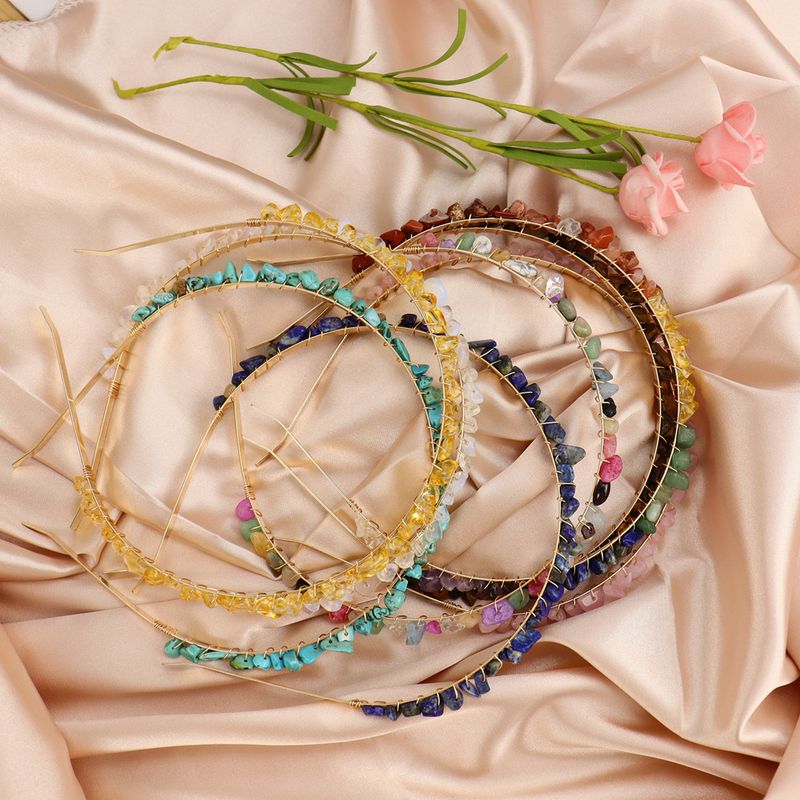 Simple Style Geometric Alloy Natural Stone Knitting Hair Band