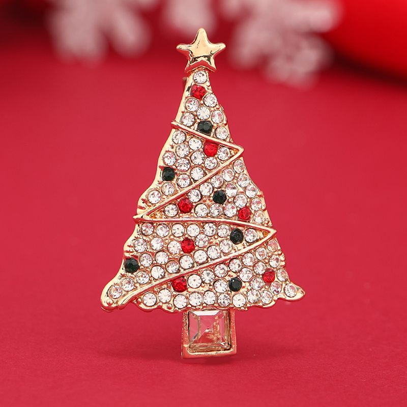 Modern Style Artistic Christmas Tree Alloy Inlay Rhinestones Unisex Brooches
