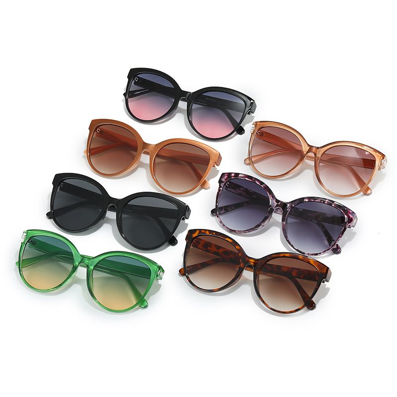 Basic Lady Color Block Solid Color Pc Oval Frame Full Frame Women's Sunglasses