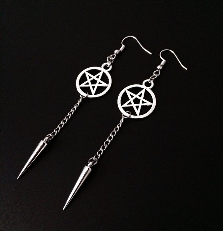 Gothic Retro Pentagram Cross Alloy Plating Women's Drop Earrings