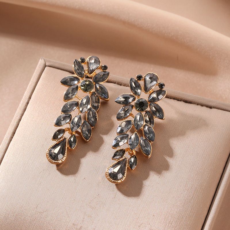 Glam Shiny Geometric Alloy Tassel Inlay Artificial Crystal Women's Drop Earrings