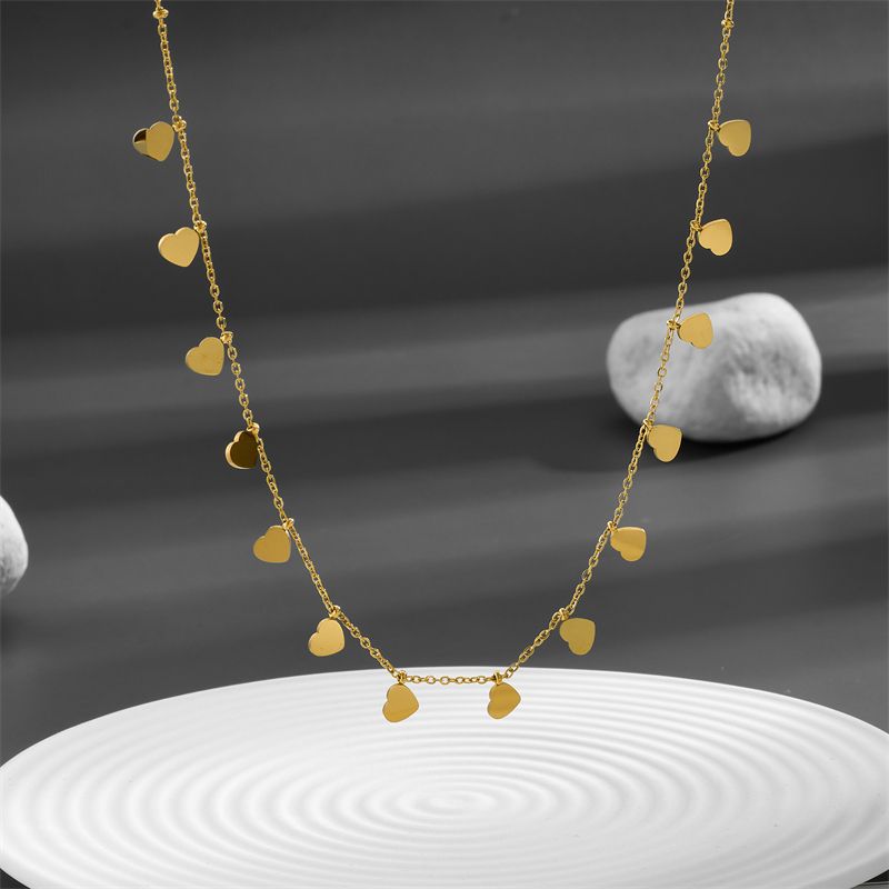 Acero Titanio Chapados en oro de 18k Estilo Simple Enchapado Pentagrama Forma De Corazón Collar