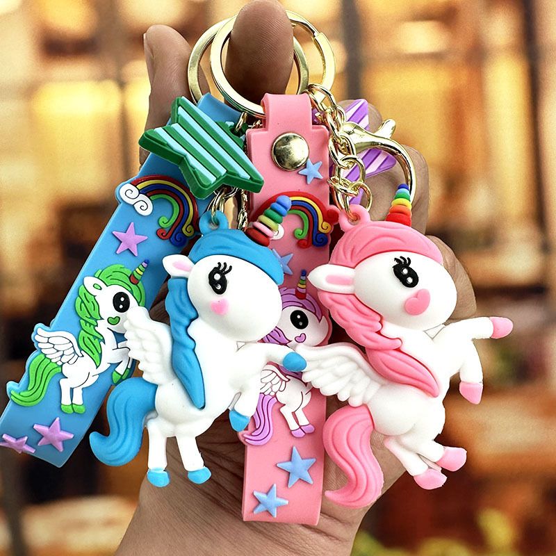Cartoon Style Unicorn Pvc Silica Gel Unisex Bag Pendant Keychain