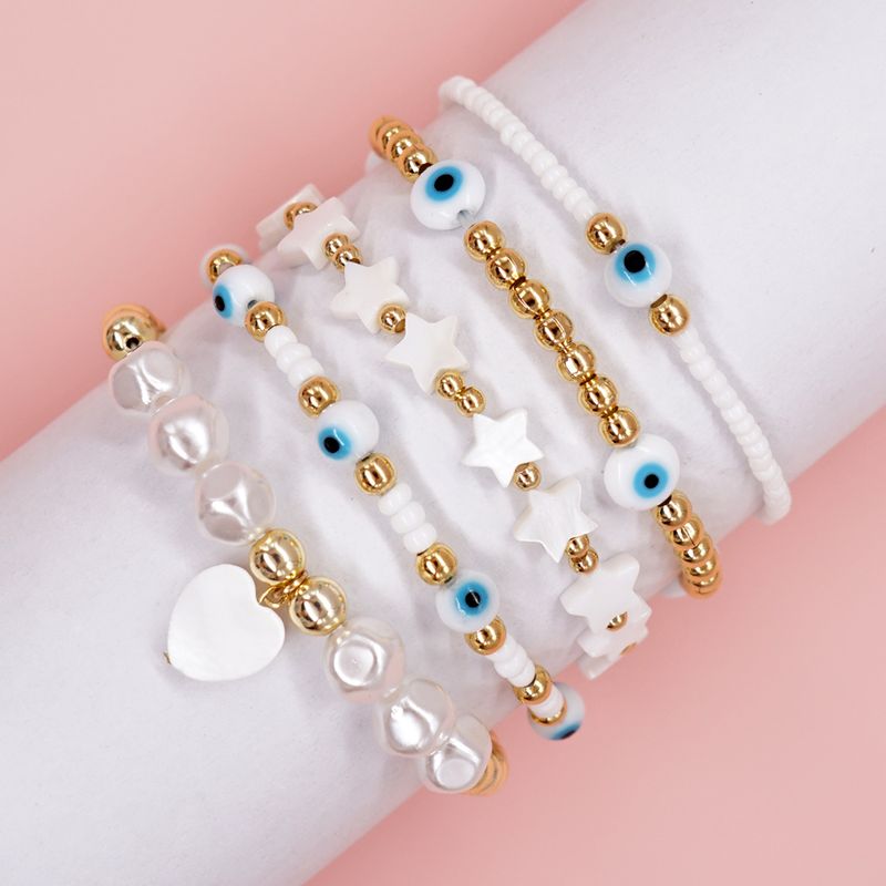 Ethnic Style Pentagram Heart Shape Eye Glass Beaded Women's Bracelets