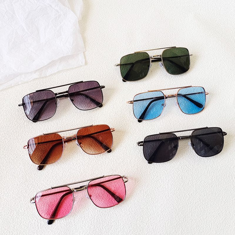 Casual Vacation Solid Color Pc Resin Square Full Frame Kids Sunglasses