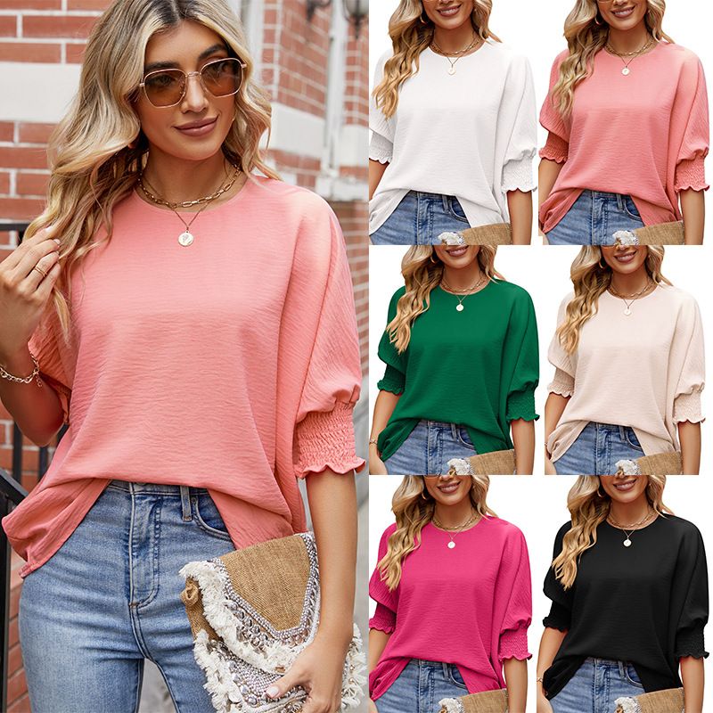 Women's T-shirt Short Sleeve T-shirts Casual Simple Style Solid Color