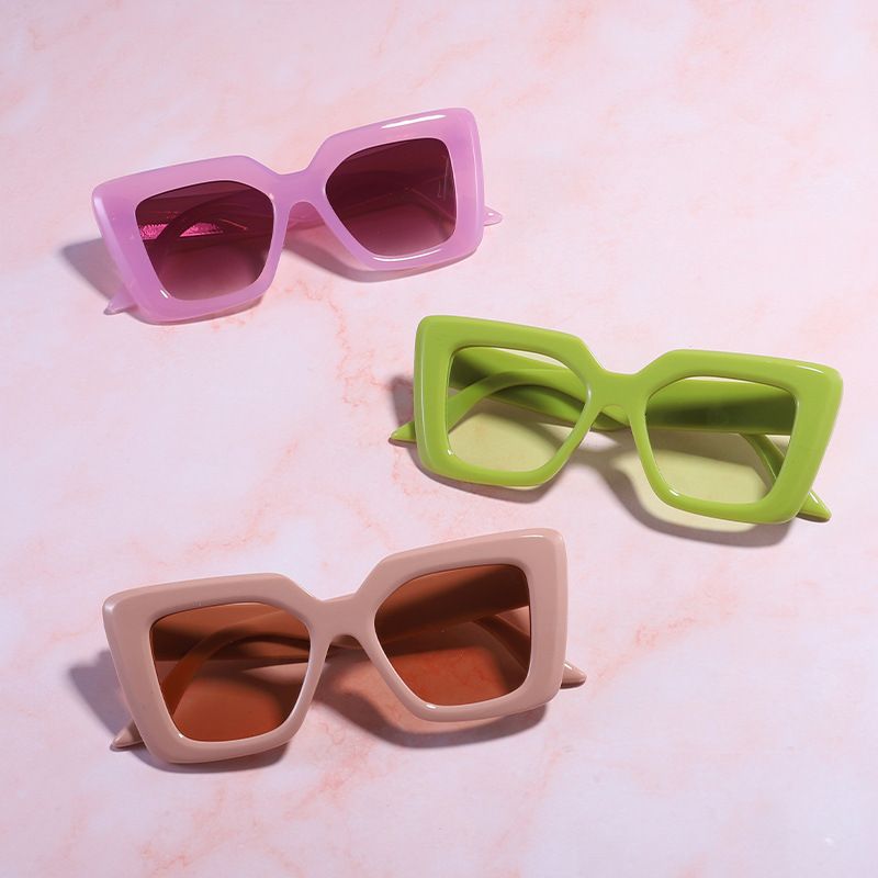 Elegant Basic Solid Color Pc Square Full Frame Women's Sunglasses