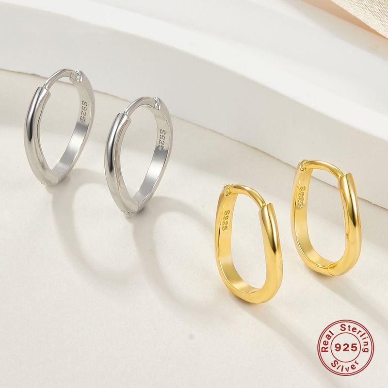 1 Pair Vintage Style Simple Style Geometric Plating Sterling Silver 18k Gold Plated White Gold Plated Earrings