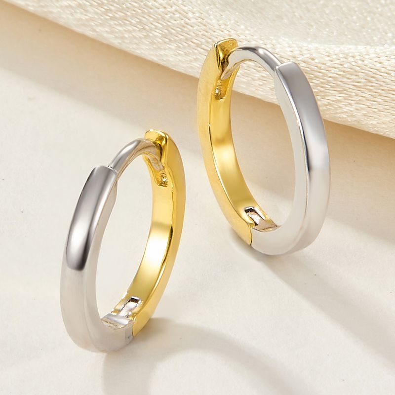 1 Paar Einfacher Stil Kreis Überzug Sterling Silber 18 Karat Vergoldet Weißgold Plattiert Ohrringe