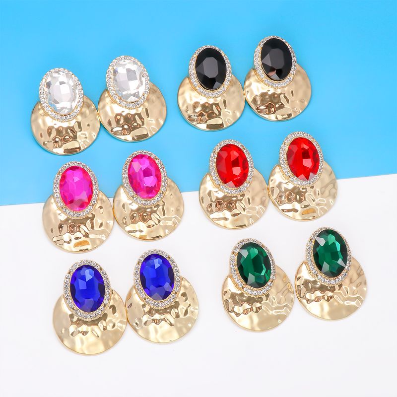 Elegant Retro Oval Alloy Plating Inlay Artificial Diamond Women's Ear Studs