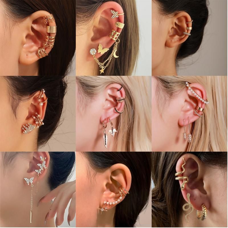 Dame Vêtement De Rue Brillant Animal Métal Le Cuivre Placage Incruster Strass Perle Zircon Plaqué Or 18k Plaqué Or Plaqué Argent Femmes Clips D'oreille Boucles D'oreilles