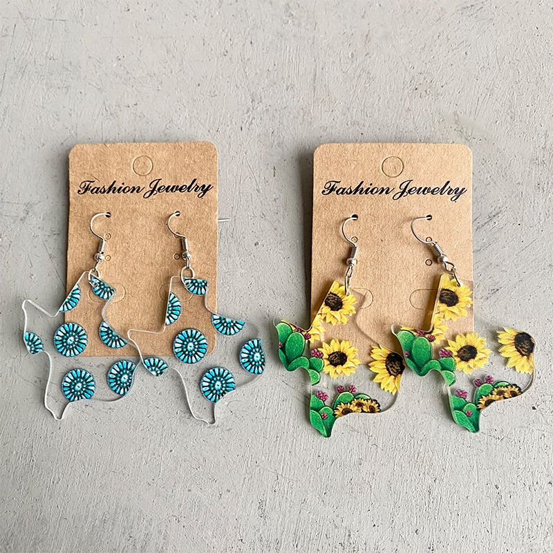 1 Pair Simple Style Flower Printing Arylic Drop Earrings