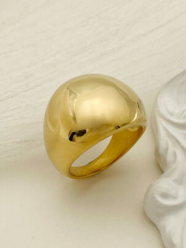 304 Stainless Steel 14K Gold Plated Casual Simple Style Plating Solid Color Rings