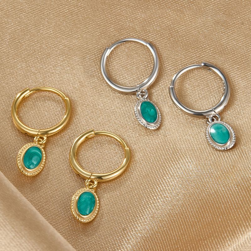 1 Pair Casual Vintage Style Solid Color Plating Inlay Sterling Silver Zircon 18k Gold Plated White Gold Plated Earrings