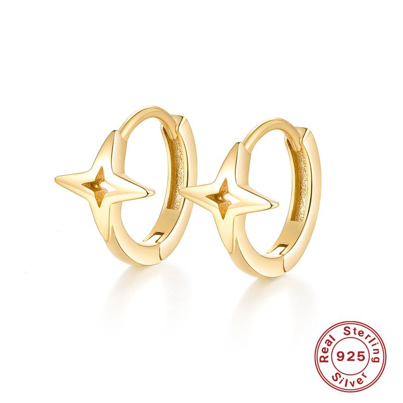 1 Paar Vintage-stil Einfacher Stil Stern Überzug Sterling Silber 18 Karat Vergoldet Weißgold Plattiert Ohrringe