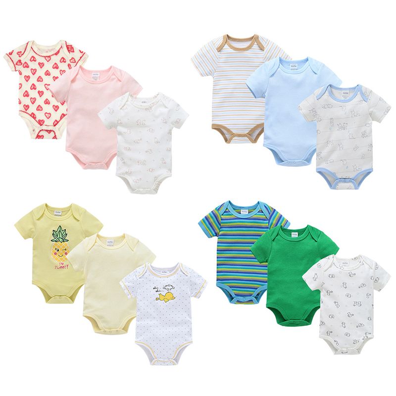 Casual Stripe Heart Shape Cotton Baby Rompers
