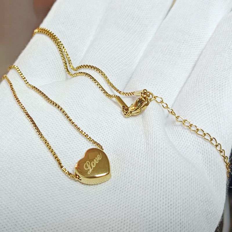 Casual Classic Style Love Heart Shape Titanium Steel Polishing Plating 18k Gold Plated Necklace