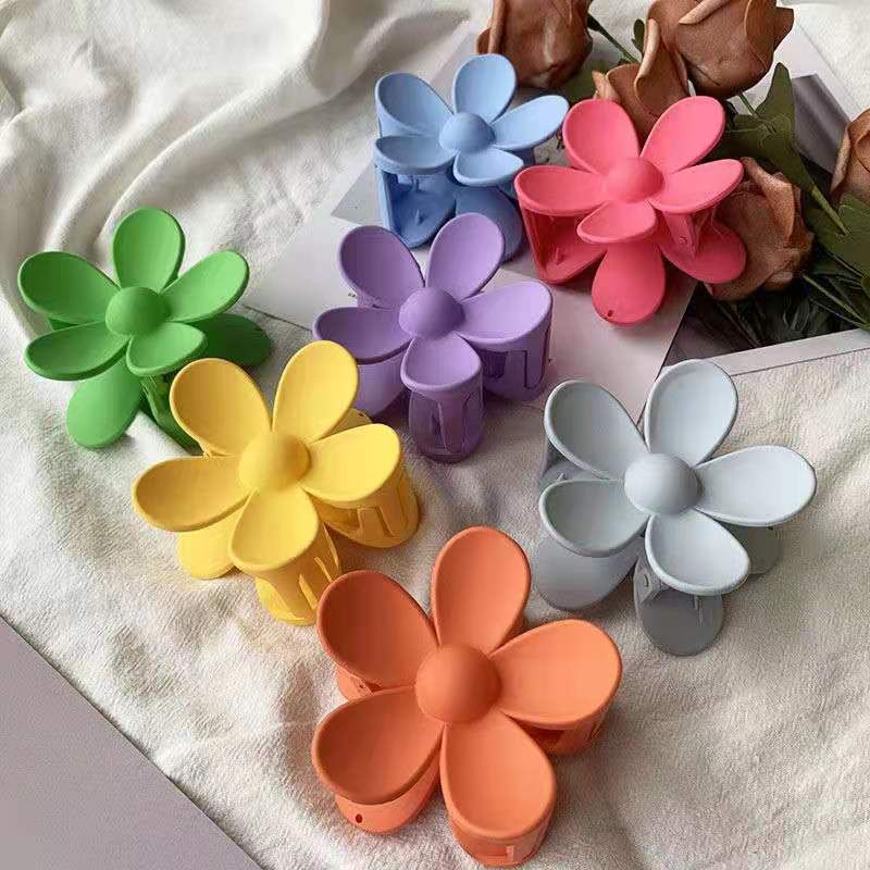 Korean Style Solid Color Flower Plastic Resin Hair Clip