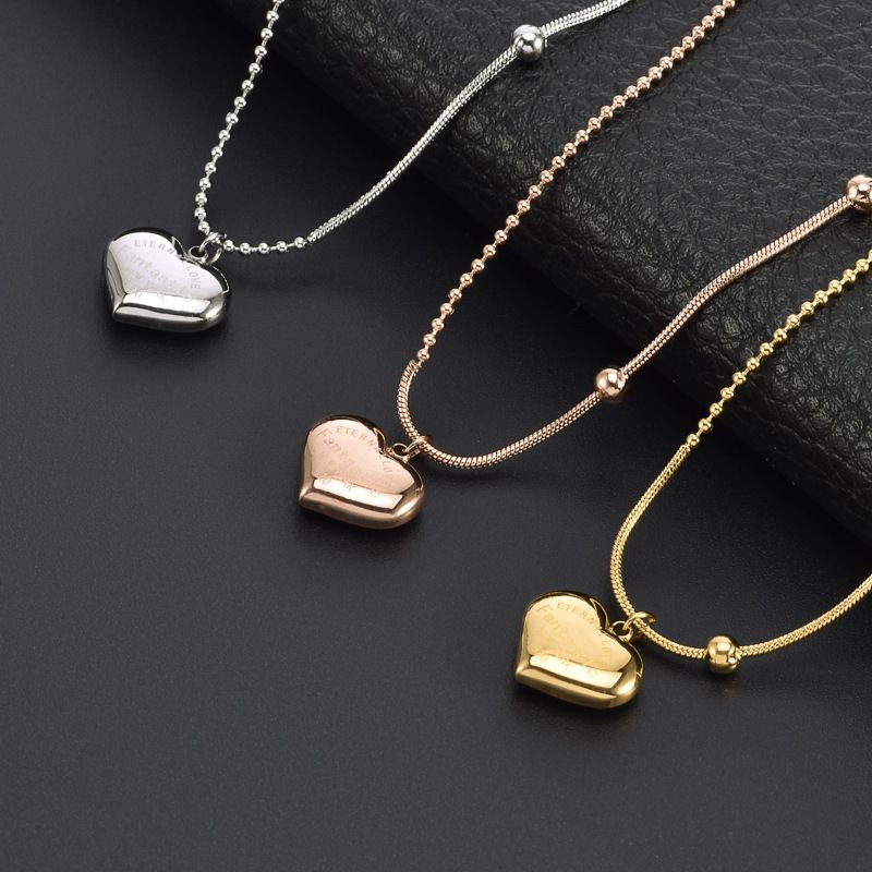 Titanium Steel 18K Gold Plated Sweet Plating Heart Shape Pendant Necklace