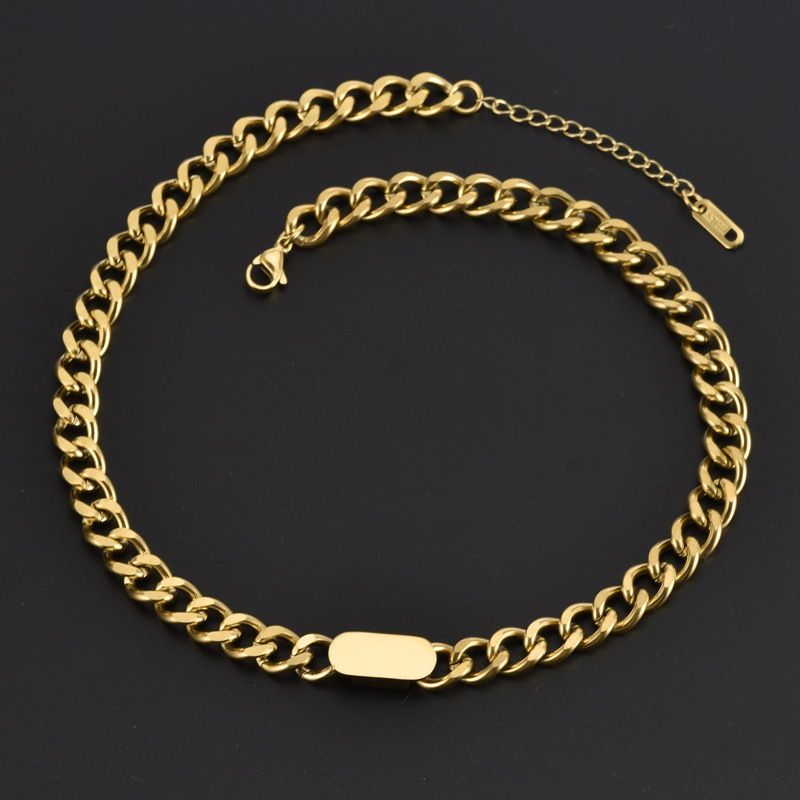 Titan Stahl 18 Karat Vergoldet Hip Hop Felsen Überzug Geometrisch Armbänder Halskette