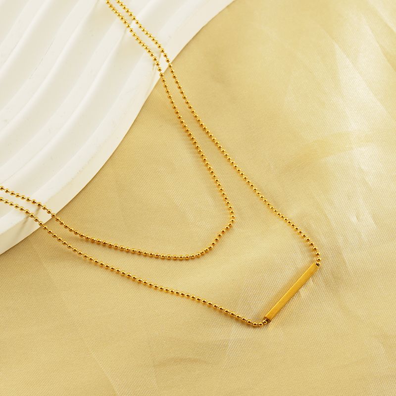 Einfacher Stil Einfarbig Rostfreier Stahl Geschichtet Überzug 18 Karat Vergoldet Geschichtete Halskette
