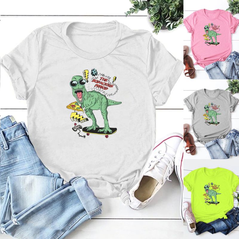 Women's T-shirt Short Sleeve T-shirts Printing Streetwear Dinosaur