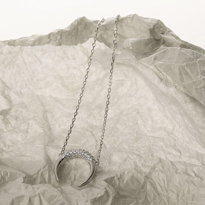 Lässig Einfacher Stil Mond Sterling Silber Überzug Weißgold Plattiert Halskette