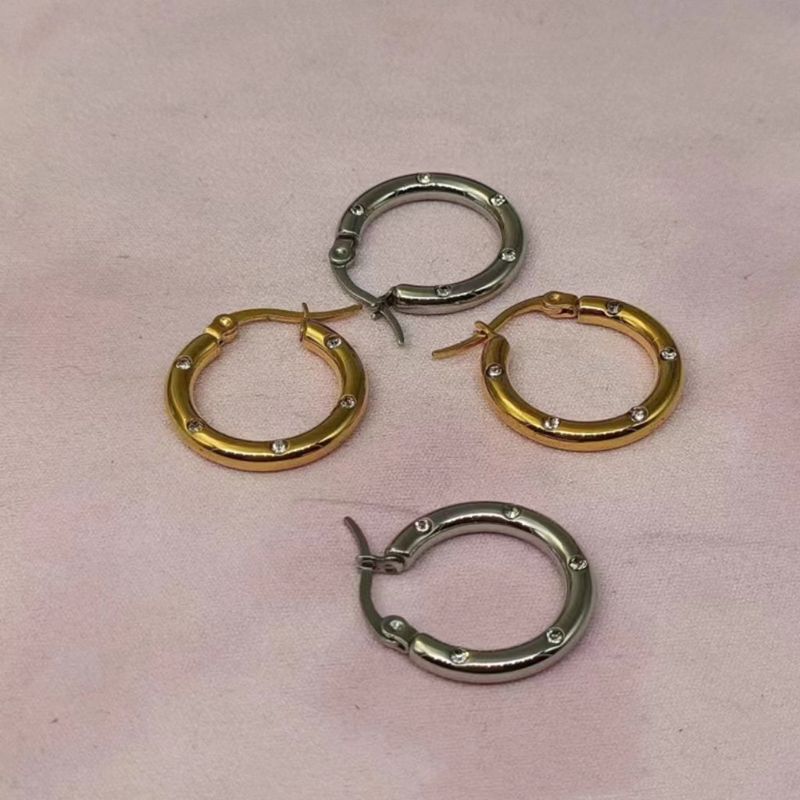 1 Pair Streetwear Solid Color Plating Titanium Steel Hoop Earrings