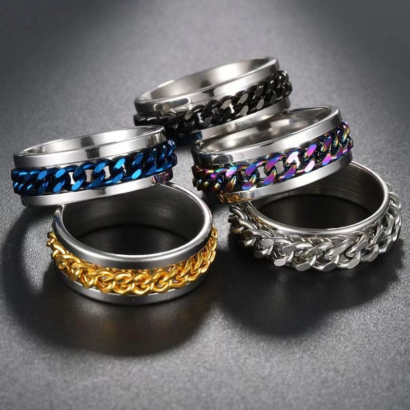 Anillos De Hombre De Acero Inoxidable Redondos De Estilo Clásico