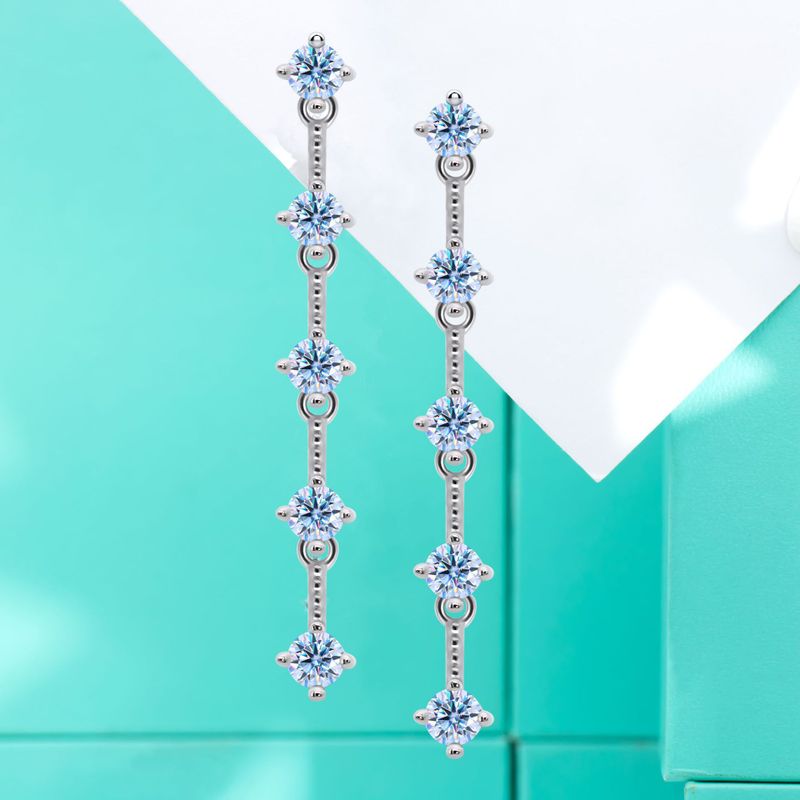 Dame Brillant Géométrique Argent Sterling Moissanite Boucles D'oreilles En Masse