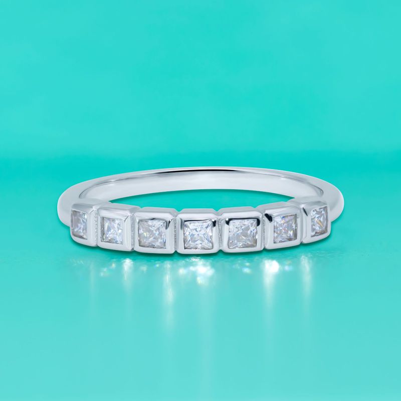 Elegant Einfacher Stil Quadrat Sterling Silber Moissanit Ringe In Masse