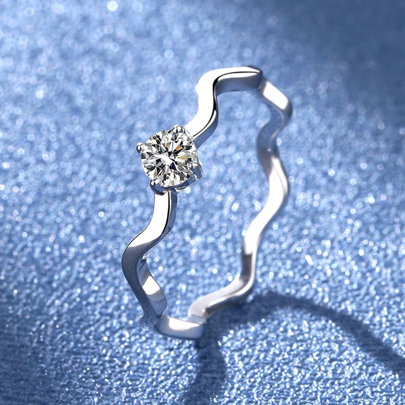 Lady Romantic Waves Sterling Silver Moissanite High Carbon Diamond Rings In Bulk