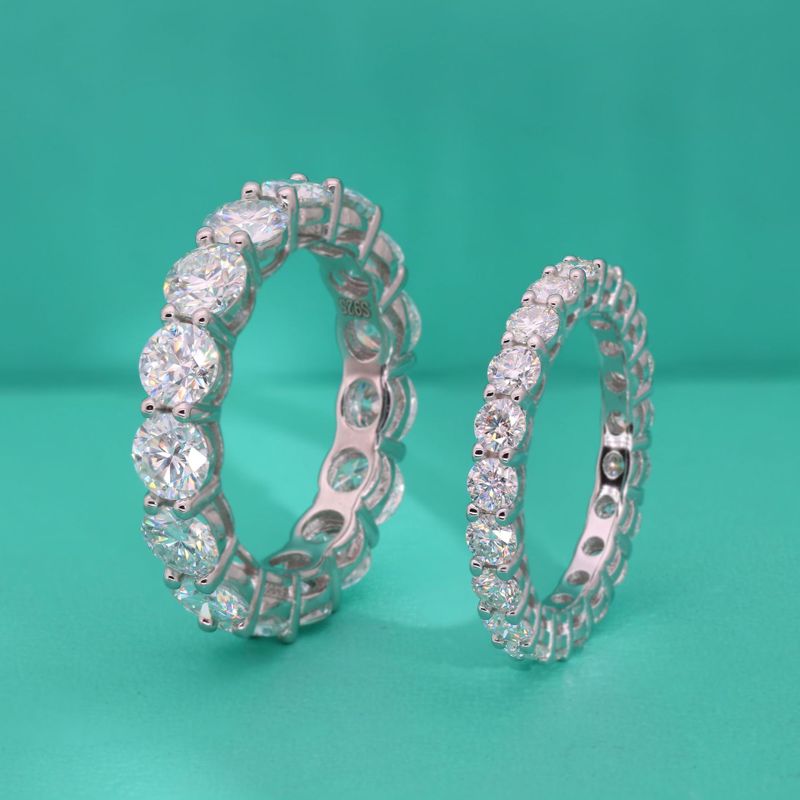Ig Style Lady Round Solid Color Sterling Silver Moissanite High Carbon Diamond Rings In Bulk