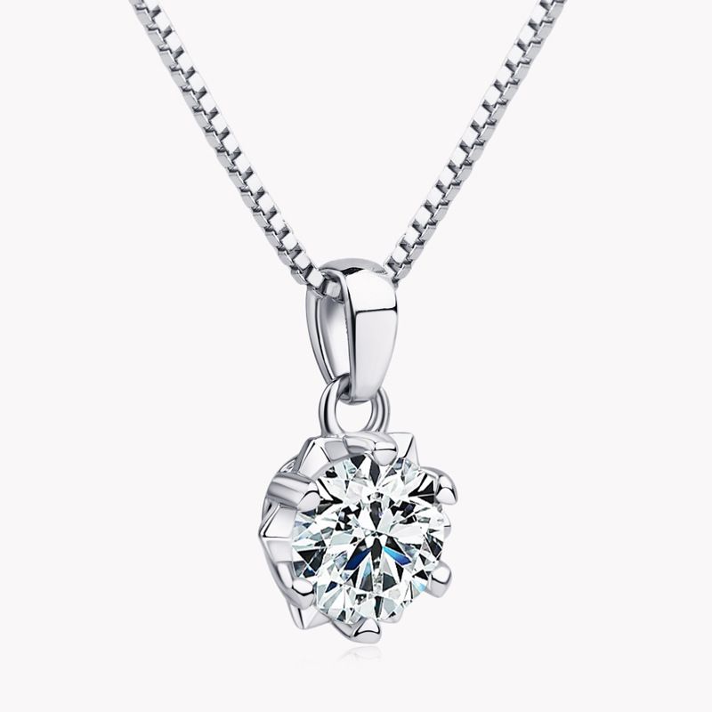 Simple Style Geometric Sterling Silver Moissanite Pendant Necklace In Bulk
