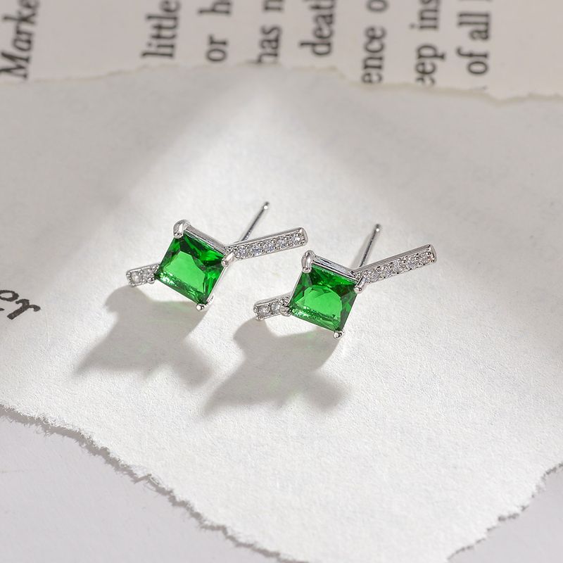 1 Pair Simple Style Star Inlay Copper Zircon Ear Studs