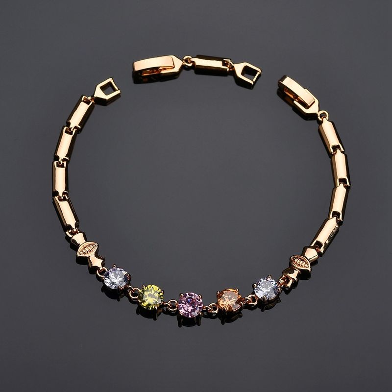Glam Geometric Copper Inlay Zircon Bracelets