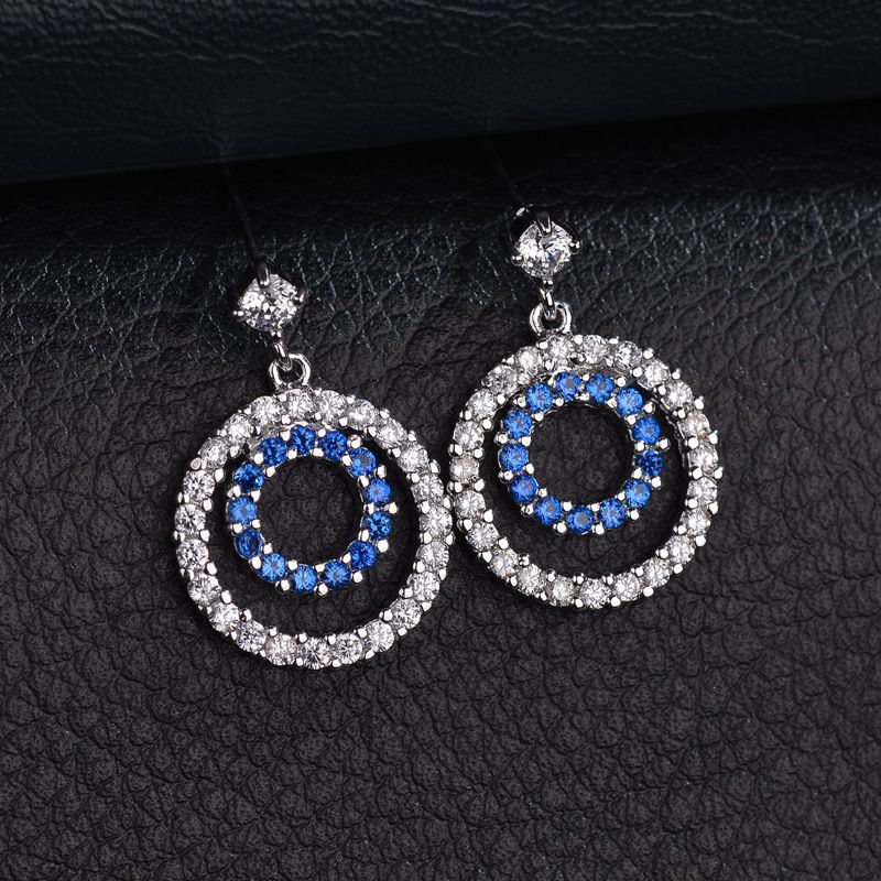 1 Pair Simple Style Commute Circle Plating Inlay Copper Alloy Zircon Drop Earrings