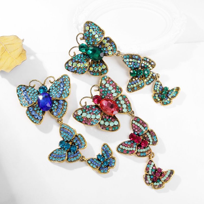 Lady Butterfly Alloy Inlay Rhinestones Glass Unisex Brooches