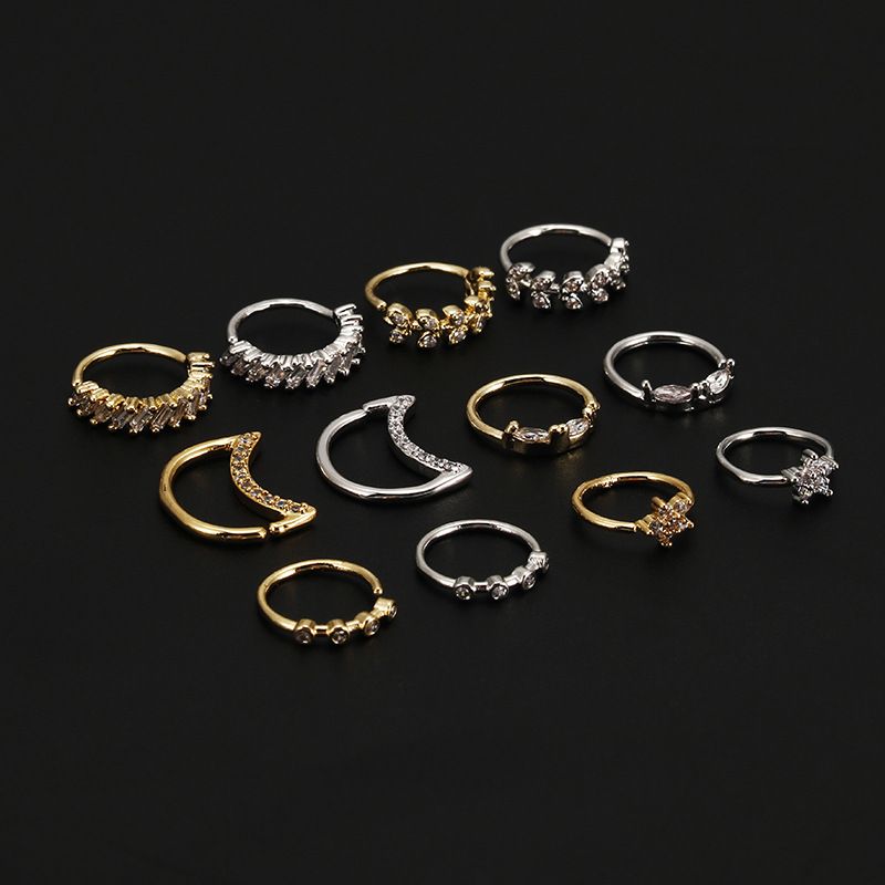 Simple Style Star Copper Inlay Zircon Nose Ring