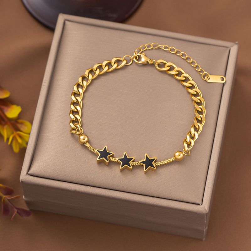 Simple Style Star 304 Stainless Steel 18K Gold Plated Acrylic Bracelets In Bulk