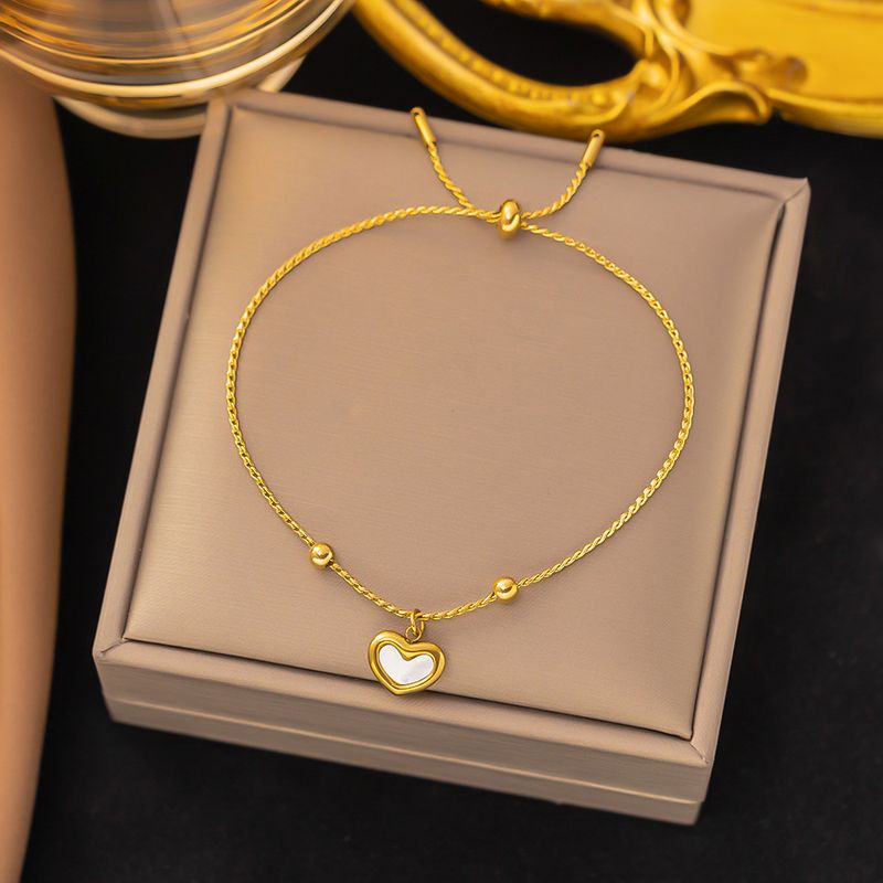 304 Stainless Steel 18K Gold Plated Classic Style Plating Heart Shape Acrylic Bracelets Earrings Necklace
